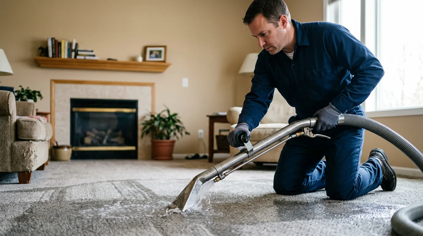 Water damage restoration technician working near Moscow, PA
